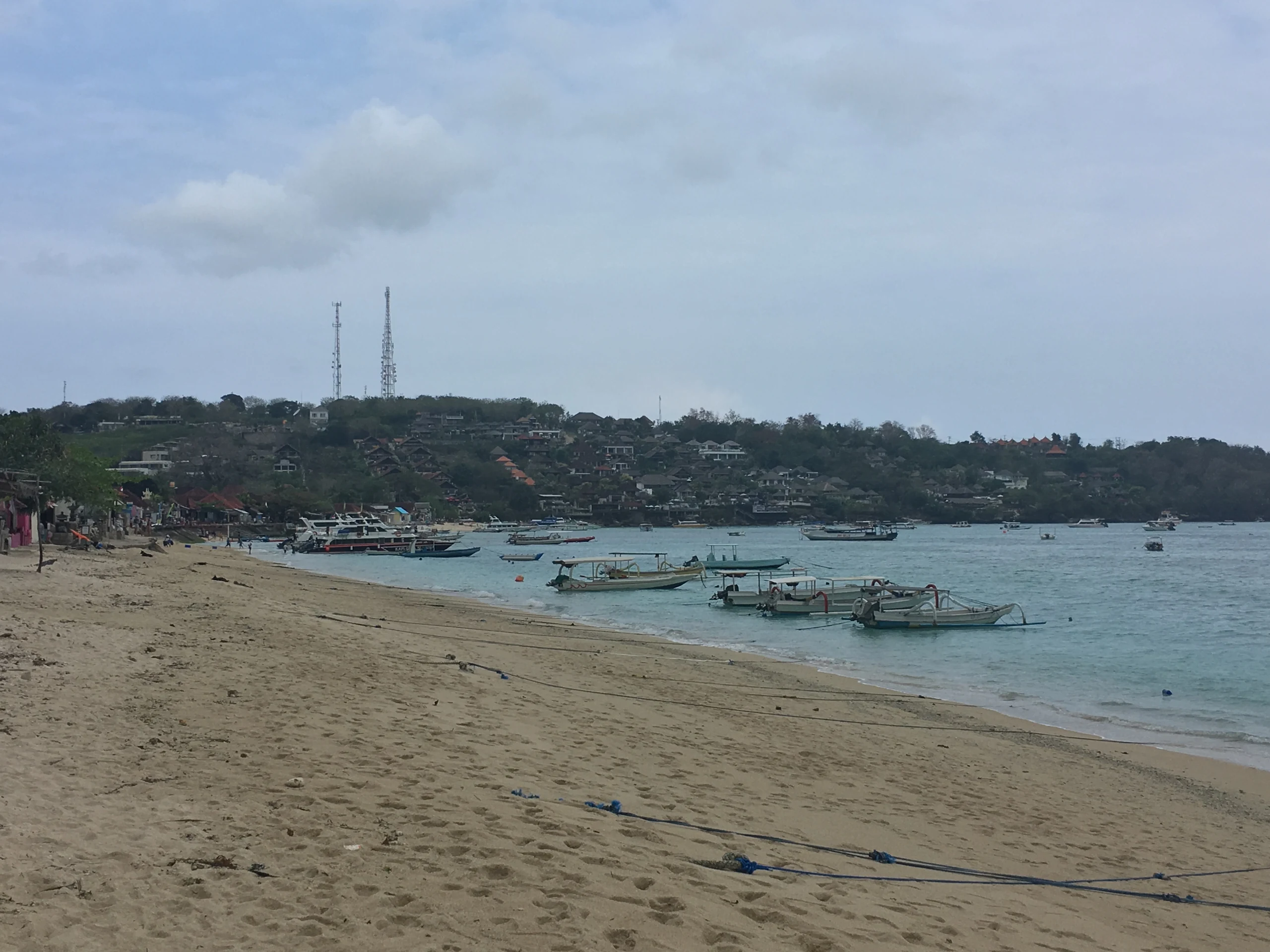 Boats and the coastal landscape of Nusa Lembongan